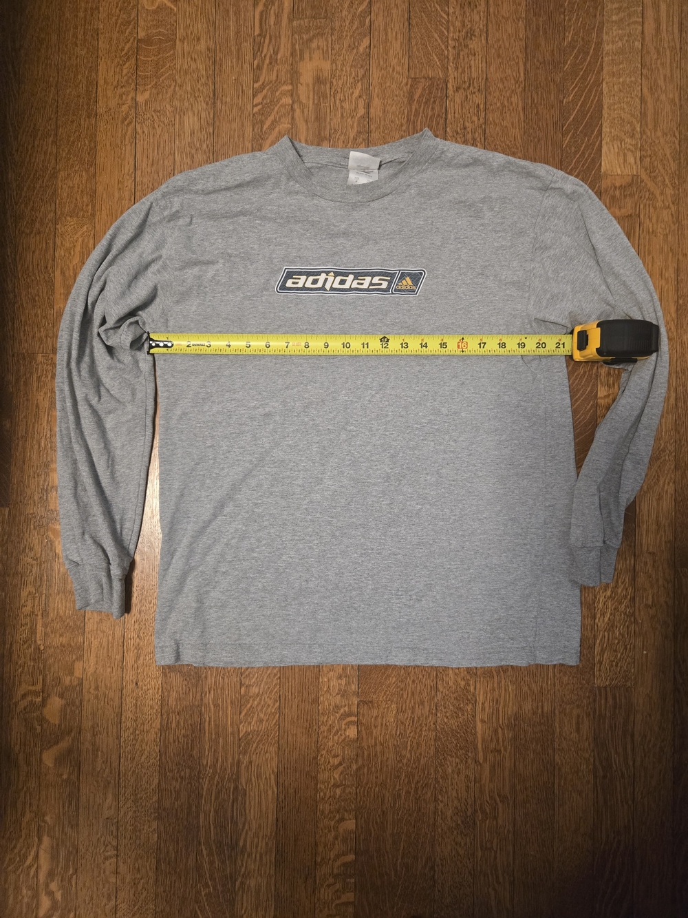 Vintage Adidas Men's Long Sleeve Logo Tee - Gray
